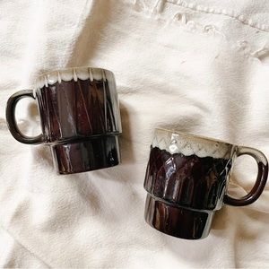 SOLD Vintage stacking mug pair